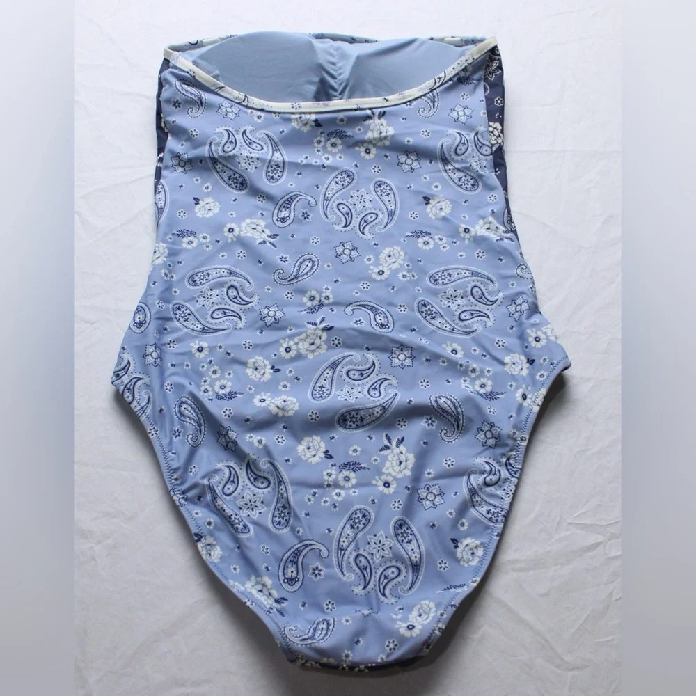 Blue Paisley One Piece Swimsuit NWOT - Picture 7 of 8